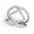 14K white gold dual band ring with channel-set round diamond stones