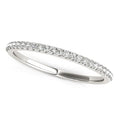 14K white gold ring with pave-set round diamond stones along the band