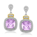 18K yellow gold ring with cushion amethyst and diamond accent stones