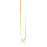 14K yellow gold Pisces zodiac pendant necklace with polished fish symbol thumbnail 1