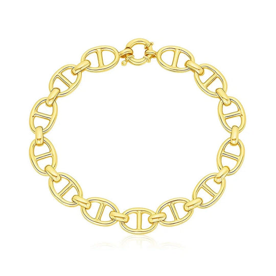 14K yellow gold mariner link bracelet with high-polish 8.80 mm links