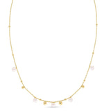 14K yellow gold necklace with pear pearls and scattered gold beads thumbnail 1