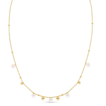 14K Yellow Gold Pearl and Scattered Bead Necklace