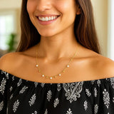 14K Yellow Gold Pearl and Scattered Bead Necklace thumbnail 3