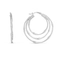 925 rhodium plated sterling silver multi row bamboo hoop earrings