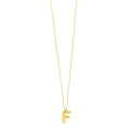 14K yellow gold initial F pendant with polished cut letter form
