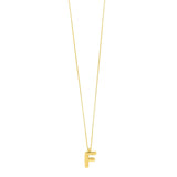 14K yellow gold initial F pendant with polished cut letter form thumbnail 1