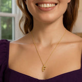 14K Yellow Gold Helium Initial F Pendant thumbnail 4