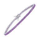 925 sterling silver tennis bracelet with purple cubic zirconia stones