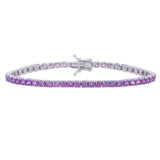 Sterling Silver Purple CZ Tennis Bracelet (3.30 mm) thumbnail 2
