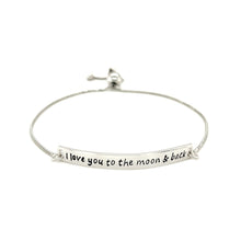 Load image into Gallery viewer, Sterling Silver Adjustable I Love You to the Moon and Back Bracelet (1.20 mm)