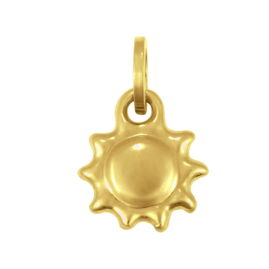 14K yellow gold polished sun charm pendant with radiating rays