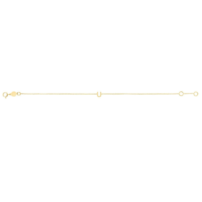 14K Yellow Gold Mini Initial U Bracelet