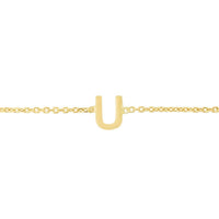 14K Yellow Gold Mini Initial U Bracelet