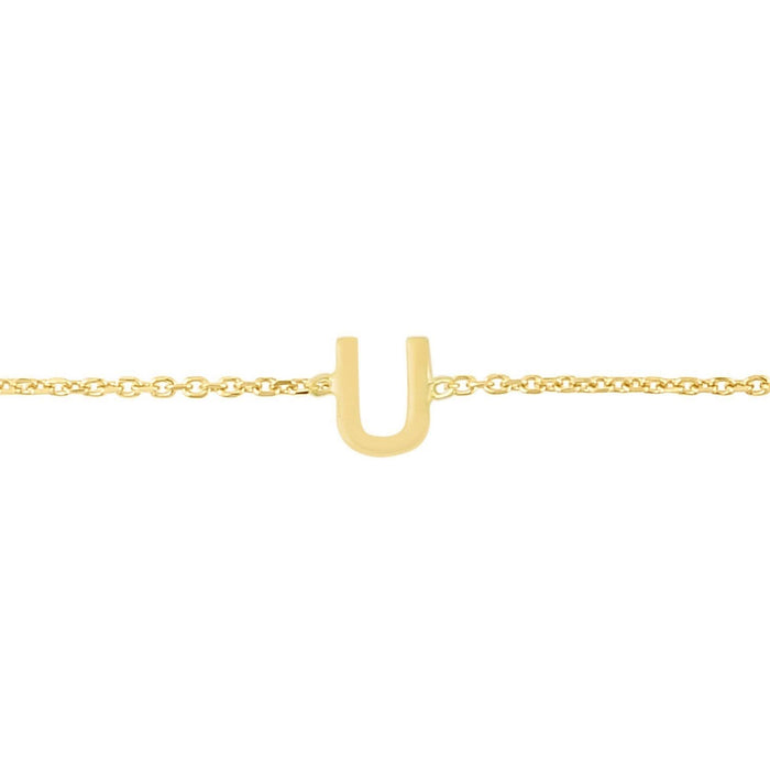 14K Yellow Gold Mini Initial U Bracelet