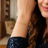 14K Yellow Gold Mini Initial U Bracelet thumbnail 4