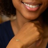 14K Yellow Gold Mini Initial U Bracelet thumbnail 5
