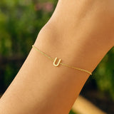 14K Yellow Gold Mini Initial U Bracelet thumbnail 6