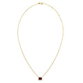 14K yellow gold necklace with emerald-cut garnet pendant stone