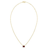 14K yellow gold necklace with emerald-cut garnet pendant stone thumbnail 1