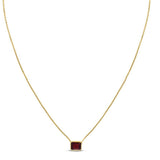 14K Yellow Gold Emerald Cut Garnet Necklace thumbnail 5