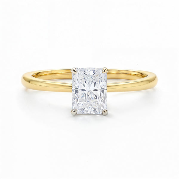 1 Carat Radiant Lab Grown IGI G/VS1 Diamond Solitaire Ring in 14K Yellow Gold