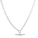 925 sterling silver rhodium plated paperclip chain necklace thumbnail 1