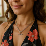 Sterling Silver Rhodium Plated Paperclip Necklace thumbnail 4