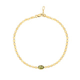 14K Yellow Gold Peridot Mirrored Chain Bracelet (2.20 mm) thumbnail 2