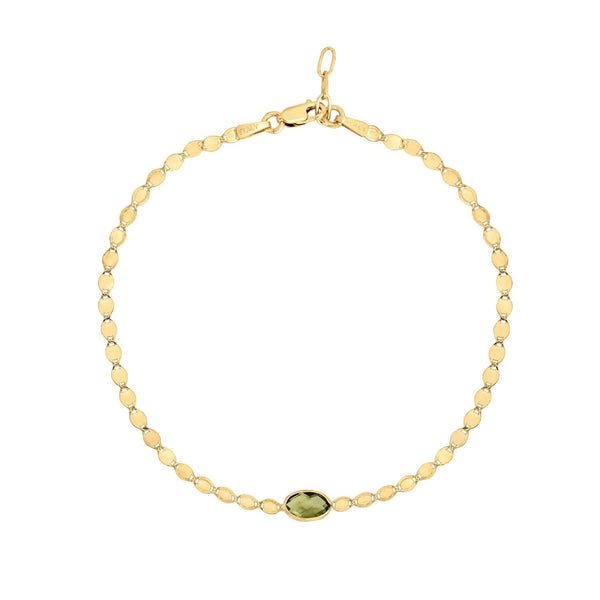 14K Yellow Gold Peridot Mirrored Chain Bracelet (2.20 mm)
