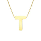 14K Yellow Gold Yours Truly Block Letter Initial T Necklace thumbnail 2