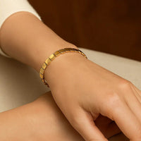 14k Yellow Gold High Polish Square Link Bracelet (6.00 mm)