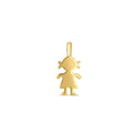14K yellow gold mini girl charm pendant with cut-out silhouette profile