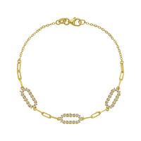 14K Yellow Gold Diamon Oro Paperclip Bracelet