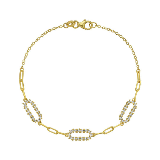 14K yellow gold paperclip chain bracelet with secure clasp