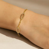 14K Yellow Gold Diamon Oro Paperclip Bracelet thumbnail 3