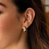 14k Yellow Gold Small Square Huggie Hoops thumbnail 4