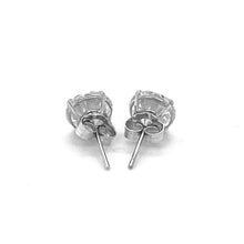 Load image into Gallery viewer, 14k White Gold Stud Earrings with White Hue Faceted Cubic Zirconia(7mm)