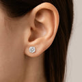 14K white gold stud earrings with 2 round cubic zirconia stones