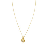 14K yellow gold raindrop necklace with a single round diamond stone thumbnail 1