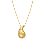 14K Yellow Gold Diamond Raindrop Necklace thumbnail 3