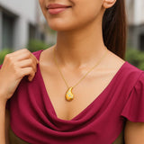14K Yellow Gold Diamond Raindrop Necklace thumbnail 5