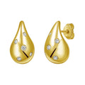 14K yellow gold ring with graduated round diamond stones in a raindrop line