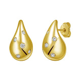 14K Yellow Gold Diamond Raindrop Earrings thumbnail 1