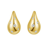 14K Yellow Gold Diamond Raindrop Earrings thumbnail 2