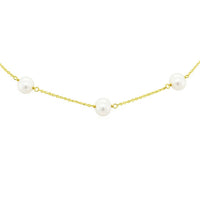 14k Yellow Gold Necklace with White Pearls