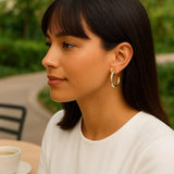 Round C Hoop Earrings in 14K Yellow Gold thumbnail 2