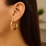 Round C Hoop Earrings in 14K Yellow Gold thumbnail 3