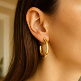 Round C Hoop Earrings in 14K Yellow Gold thumbnail 4