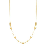 14K yellow gold puff pebble pendant necklace on adjustable chain thumbnail 1